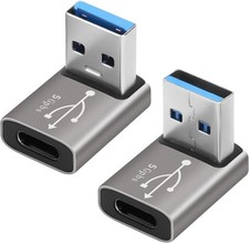 90 Degree USB to USB C Adapter 2 Pack, up and down Right Angle USB C Female