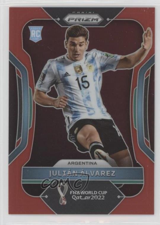 2022 Panini Prizm World Cup Qatar Red /399 Julian Alvarez #4 Rookie RC 1d59