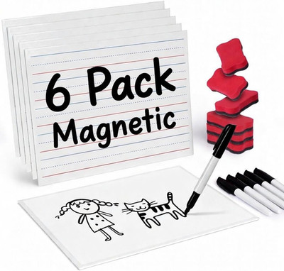 6 Pack Magnetic Dry Erase Lap Boards 9x12 Double Sided Kids Writing Boards