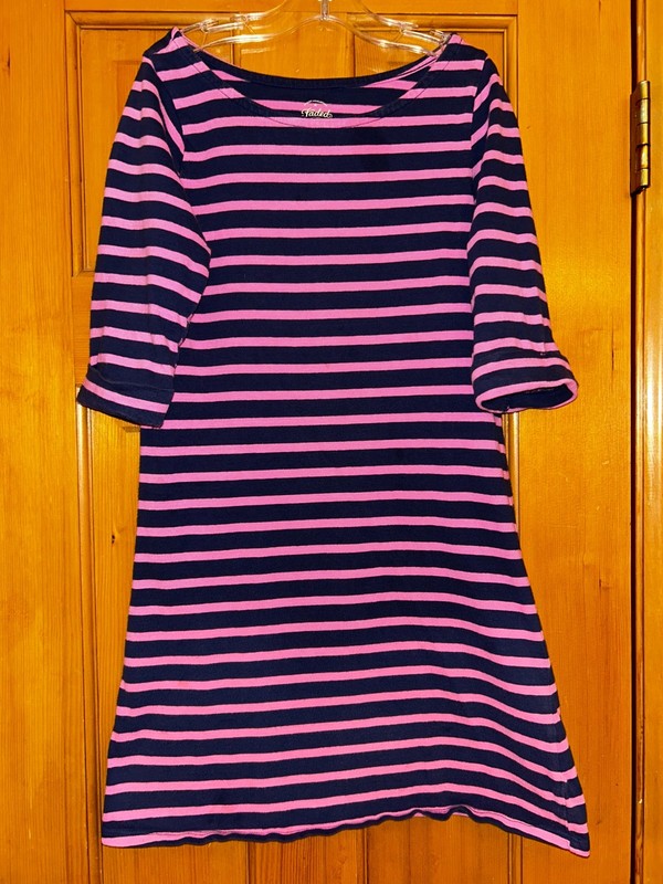 EUC Girls' Size 10 Faded Glory Pink and Blue Striped T-Shirt Dress