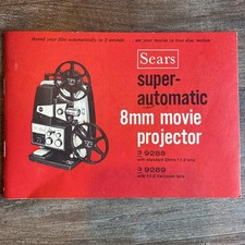 1964 SEARS, ROEBUCK CO. "SUPER-AUTOMATIC 8MM MOVIE PROJECTOR" MANUAL 12 PGS.