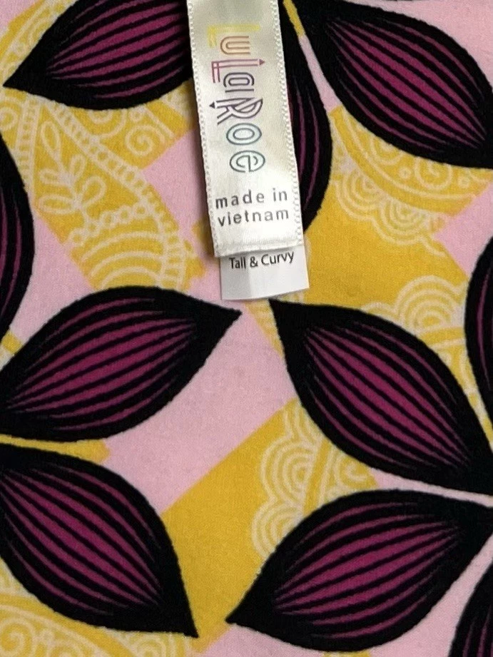 Leggings LuLaRoe TC Alto Curvilíneo ROSA Floral Colorido Retro Divertido GEOMÉTRICO Elástico Foto 4 de 4