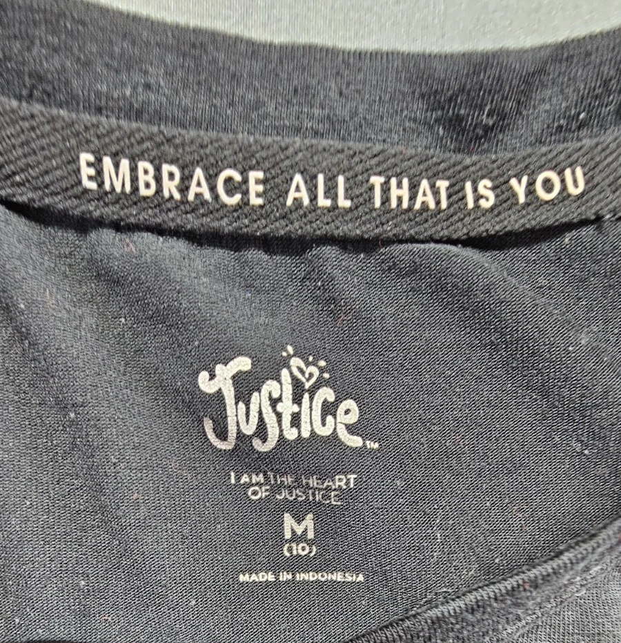 Justice Sports Girls T-Shirt Top Justice Foil Graphic Logo T-Shirt Size M (10) - Image 4 of 4