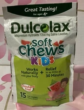 🍉 Dulcolax 15 Soft Chews Kids Saline Laxative Watermelon stimulant free🆕08/25