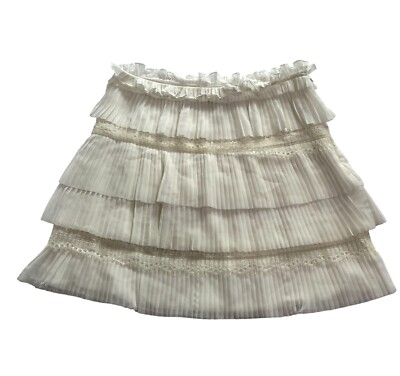 IRO Sevy Pleated Lace Mini Skirt in White