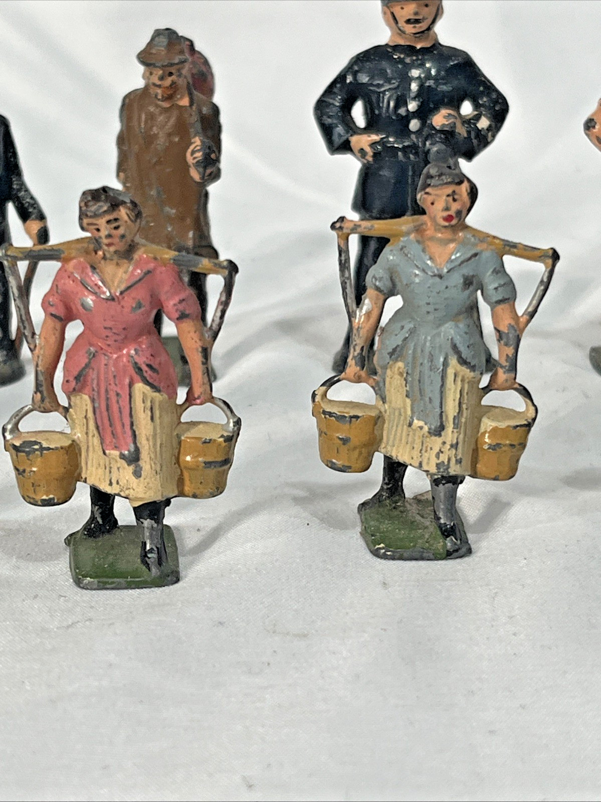 13 Piece Figures Vintage John Hill Co Lot Miller  Milkmaid Drover Hobo England