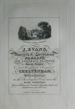 1826 ANTIQUE CHELTENHAM PRINT TRADE ADVERT J EVANS NURSERY & SEEDSMAN FLORIST