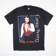 VTG 90s Conway Twitty T Shirt Crazy In Love Black Red Heart Screen Stars Best 