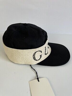 Gucci Unisex Black Canvas White Headband Cabardine Baseball Gucci Unisex Black Canvas White Headband Cabardine Baseball