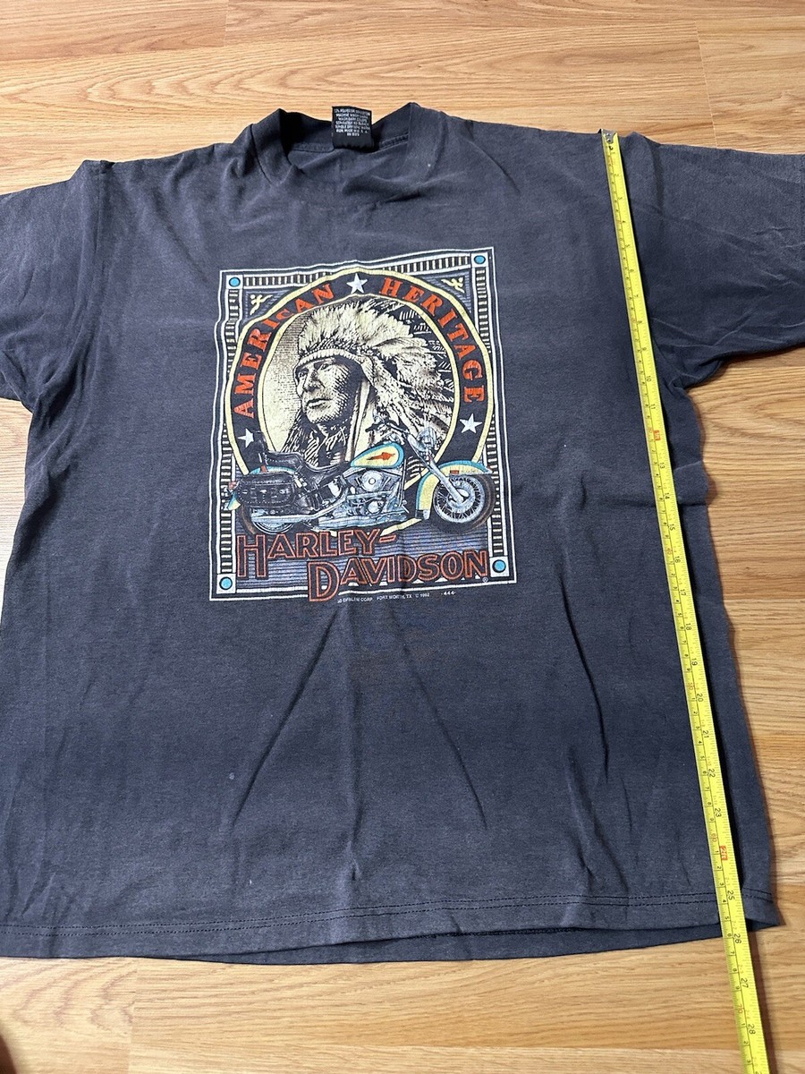 Vtg 90s Harley Davidson 3D Emblem 1990 T-Shirt sz XL Fort Worth TX