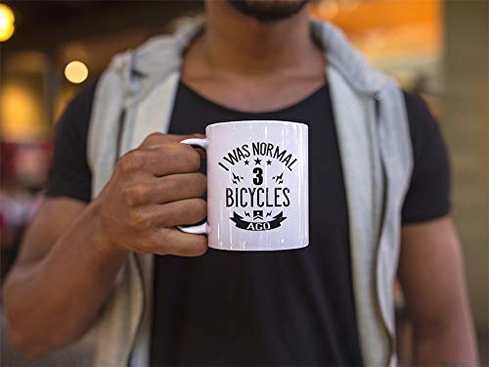 Funny Cycling Gifts. 11 oz Ceramic Bicycle Lovers Novelty Coffee Mug