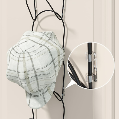 LEMESO Hat Rack Organizer - 10 Stainless Steel Clips On A Hanger, For Baseball Caps, Winter Hats, Scarves (Black) - View #4