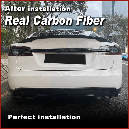 Spoiler diffusore posteriore in carbonio per Tesla Model S 2012-2015 - Foto 2 di 10