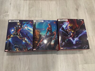Square Enix Variant Play Arts IRON MAN & SPIDER MAN & THOR 3 Set Marvel SEALED