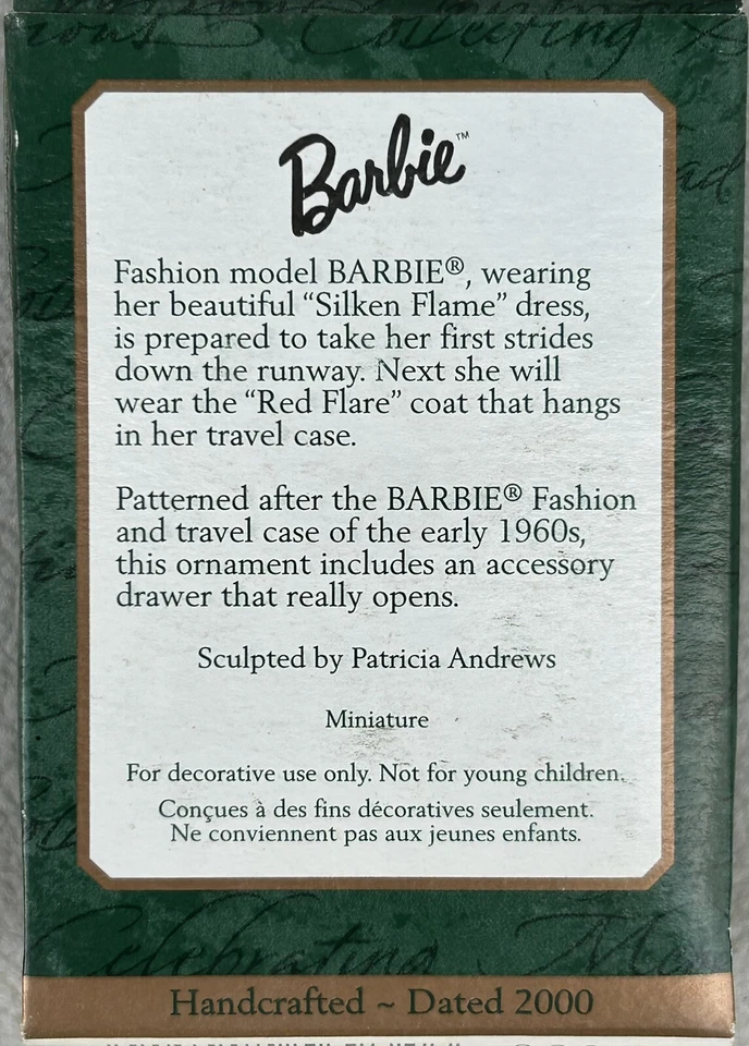 Hallmark 2000 Recuerdo Miniatura Adorno Llama Seda Barbie y Estuche de Viaje Nuevo Foto 2 de 2