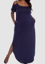 White Mark Women Blue Cold-Shoulder Maxi Dress Plus Size 2XL