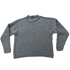 JOHN ASHFORD Vtg V Neck Sweater Men XL ADVENTURE Made USA Grandpa Knit XL 48"