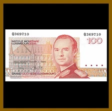 Luxembourg 100 Francs, 1986 P-58b Sig# 2 Jean Grand Duke Unc