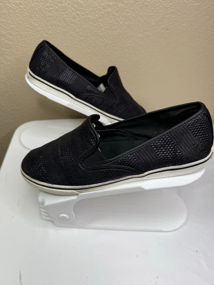 RALPH LAUREN Zapatillas sin cordones Janis Azul Marino MUJER 9.5B Imitación Paja TEJIDO ESTILO DIVERTIDO Foto 3 de 4