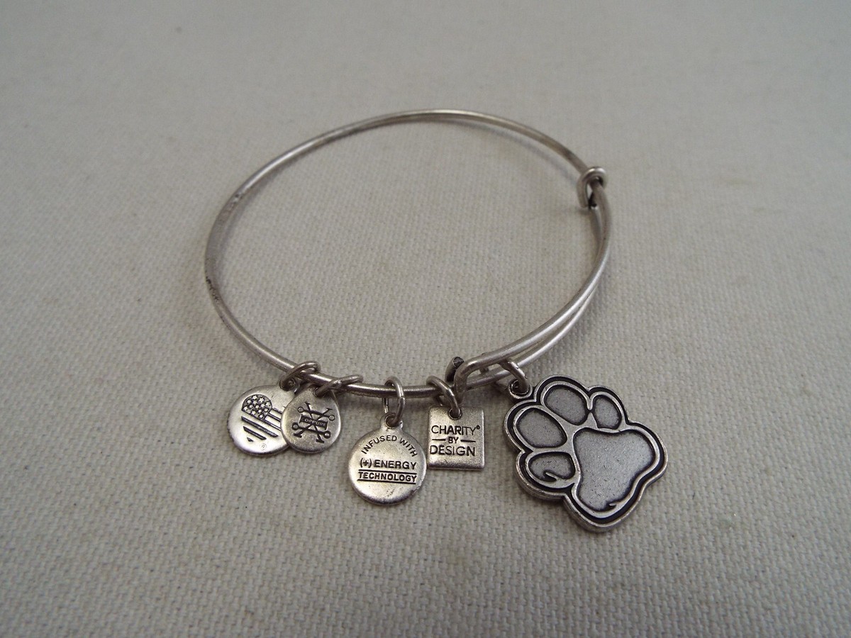 2016 ALEX And ANI Silvertone Paw Print Charm Expandable 