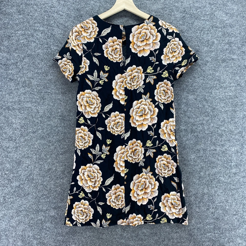 Forever 21 Dress Women S Small Black Floral Shift Short Crew Neck Short Sleeve - Image 2 of 4