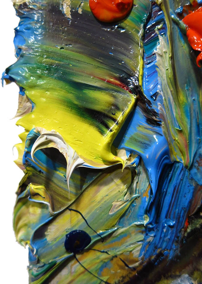 ABSTRACT IMPASTO EXPRESSIONISM POP ORIGINAL OIL PAINTING ART SIGNED PORTRAIT NR - Image 3 of 4