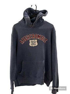 Vtg Abercrombie & Fitch Y2K Blue Raised Letters Hoodie Lg | eBay