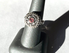 Sterling Silver  Pink Cubic Zirconia Ring size 8