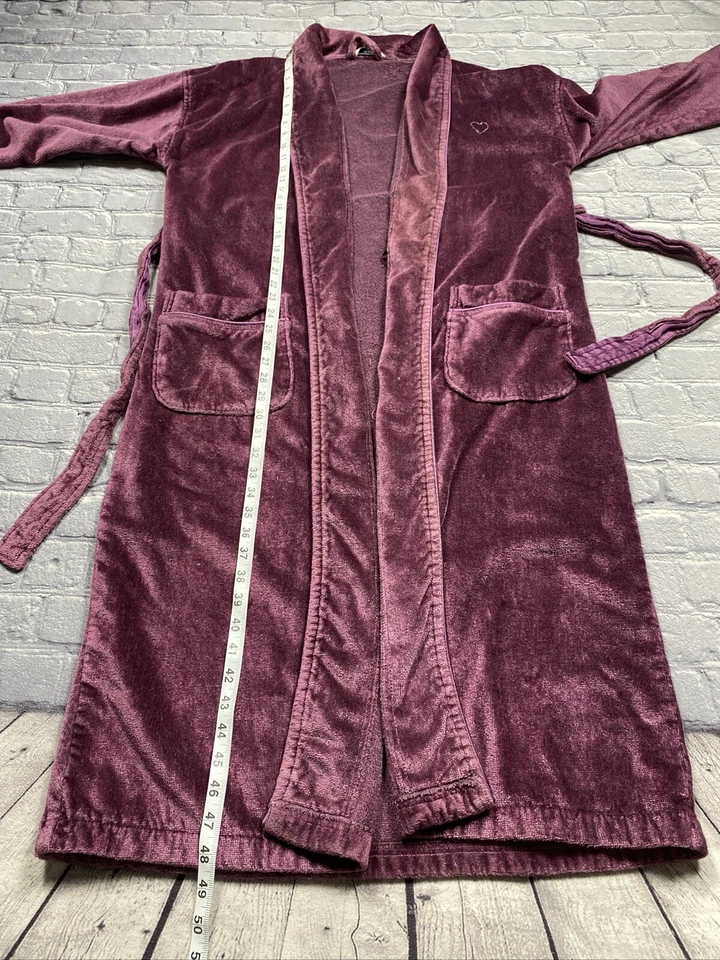 Next Bath Robe Women's Large Burgundy Rhinestone Heart Bling Belted Spa Luxury - Image 4 of 4