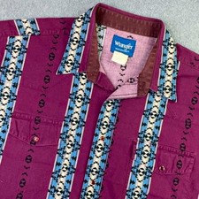 Vintage 90s Wrangler Western Shirt Mens XL Multi Aztec Stripe Pearl Snap Cowboy