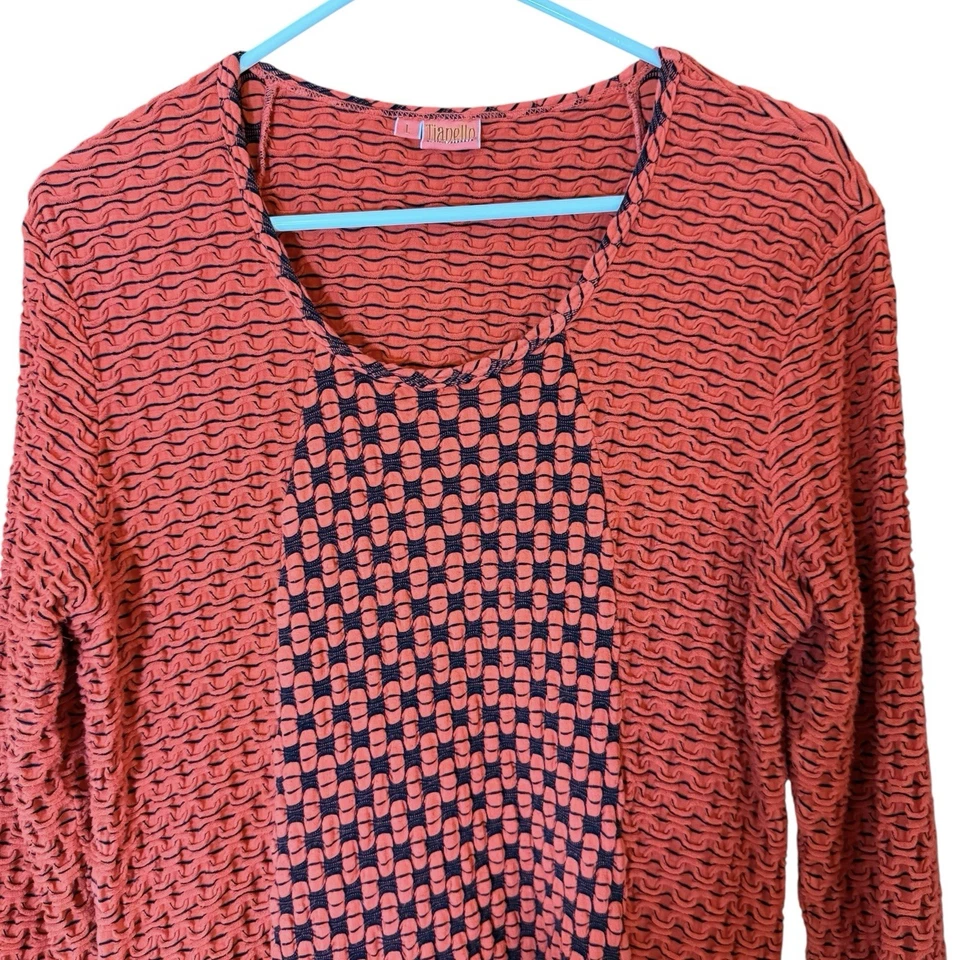 Camiseta de malha texturizada Tianello manga longa túnica astin pulôver tamanho G funky - Imagem 4 de 4