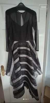 Coast Sleeveless Striped Black And Silver Dress Stylish Size 12 BNWT Retail £149