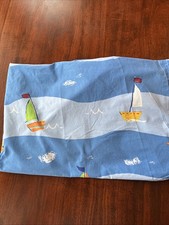 Pottery Barn Kids Crib Sheet Fish Sailboat Nautical Blue Red Yellow