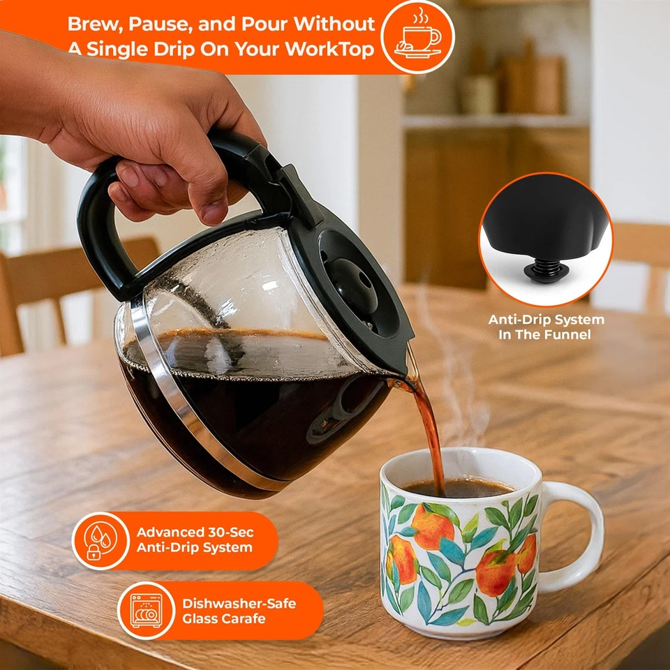 Innoteck 1.5L Drip Coffee Machine Fast Brew With glass Jug and LCD Timer 900W - Image 3 of 4