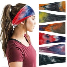 YONUF Headbands For Women Workout Wide 1 Count Pack of 6 , Tie dye 3