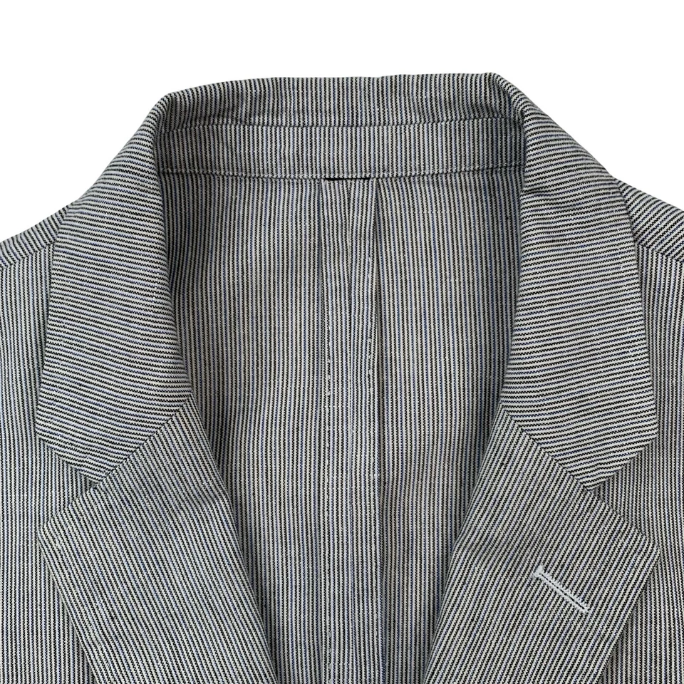Mens 40 R J Crew Ludlow X Somelos Natural Micro Stripe Cotton / Linen Blazer - Image 2 of 4