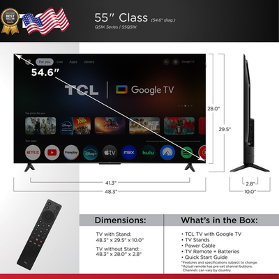 TCL 55 Inch Q Series 4K QLED UHD HDR Smart Google TV New 2025