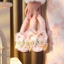 Chinese Ethnic Women Hanfu Shoes Embroidered Floral Beads Flat shoes