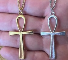 Silver or Gold Egyptian Ankh Cross Key of Life Symbol Sign Pendant Necklace F30