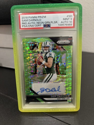 #ad Sam Darnold 2018 prizm RKE auto neon green pulsar psa 9 auto 10 $299.99