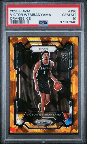 VICTOR WEMBANYAMA #136 2023 PANINI PRIZM ORANGE ICE RC PSA 10