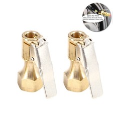 2pcs Flow Straight Lock-On Chuck Brass with Clip for Tire Inflator