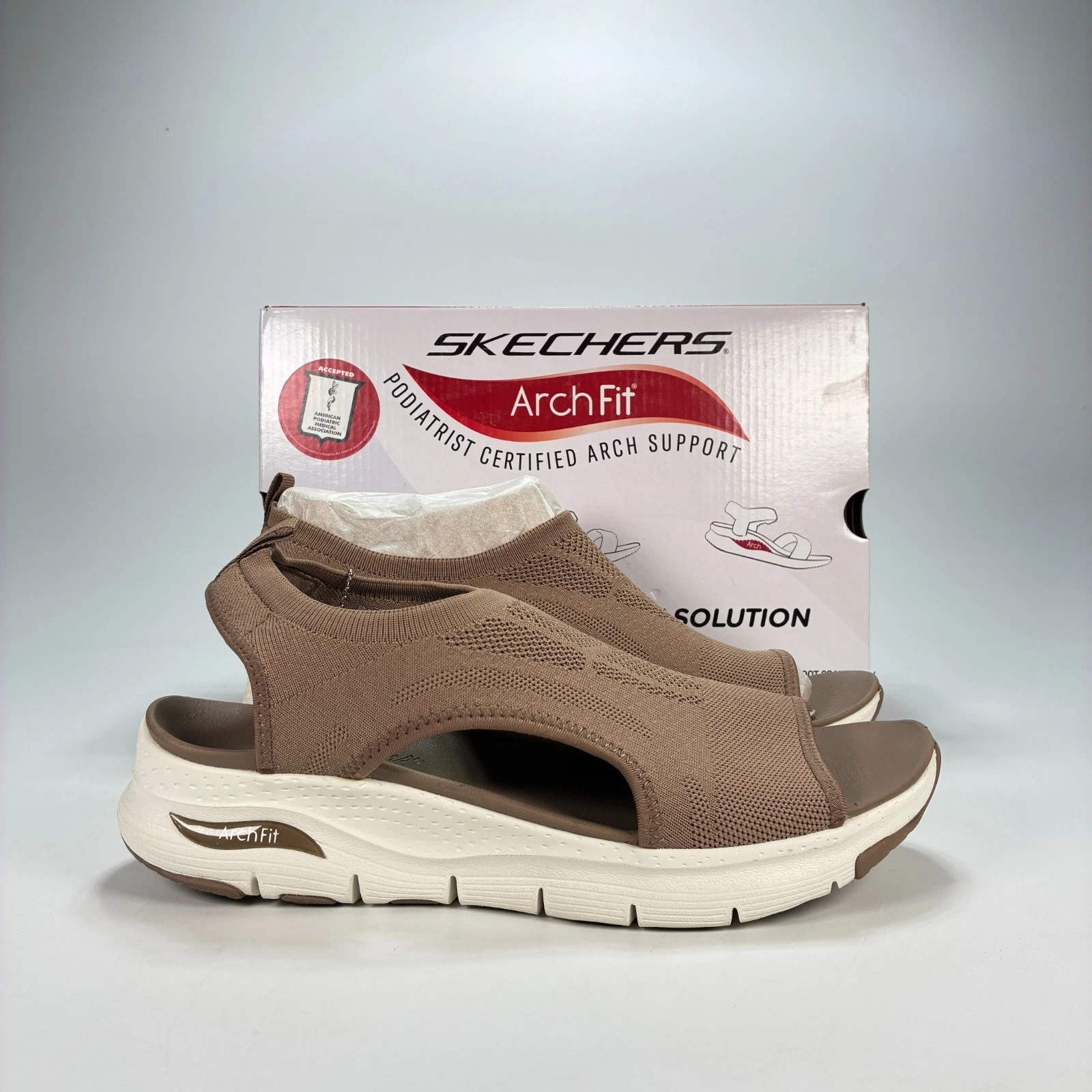 Skechers Arch Fit City Catch Mocca Comfort Casual Slip On Sandals Womens Size 11