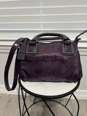 Roccobarocco Purple Satchel Top Handle Bag Logo Lined Inner Pockets