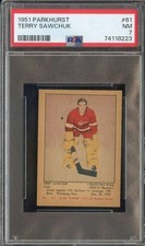 1951 Parkhurst #61 Terry Sawchuk (RC) 7 HOF Red Wings SHARP! *CC0105