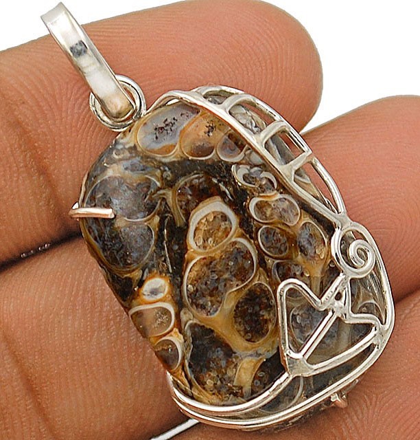 Natural Turtella Jasper 925 Solid Sterling Silver Pendant Jewelry