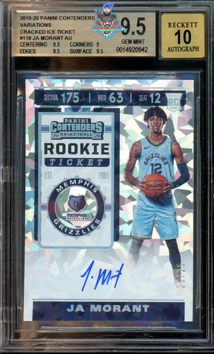 2019 Ja Morant BGS 9.5 10 Contenders Var. Cracked Ice RT Auto #118 25/25