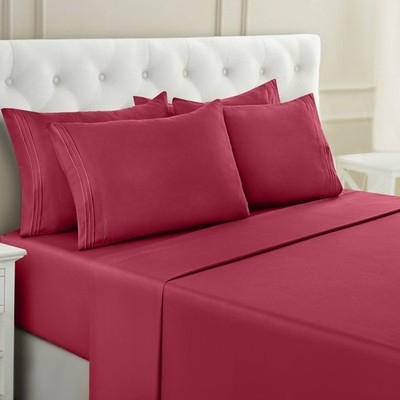 1800 Series 6-Piece Bed Sheet Set Soft Deep Pocket Twin King Queen Full Sheets
