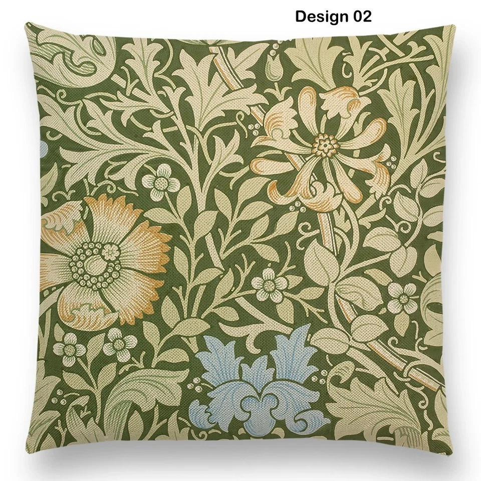 Cojín de sofá rojo William Morris Thief de lino almohada de lujo decoraciones navideñas Foto 3 de 4