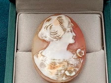 LG Beautiful Antique Loose Carved Oval Portrait Shell Cameo: Nice Color Tone